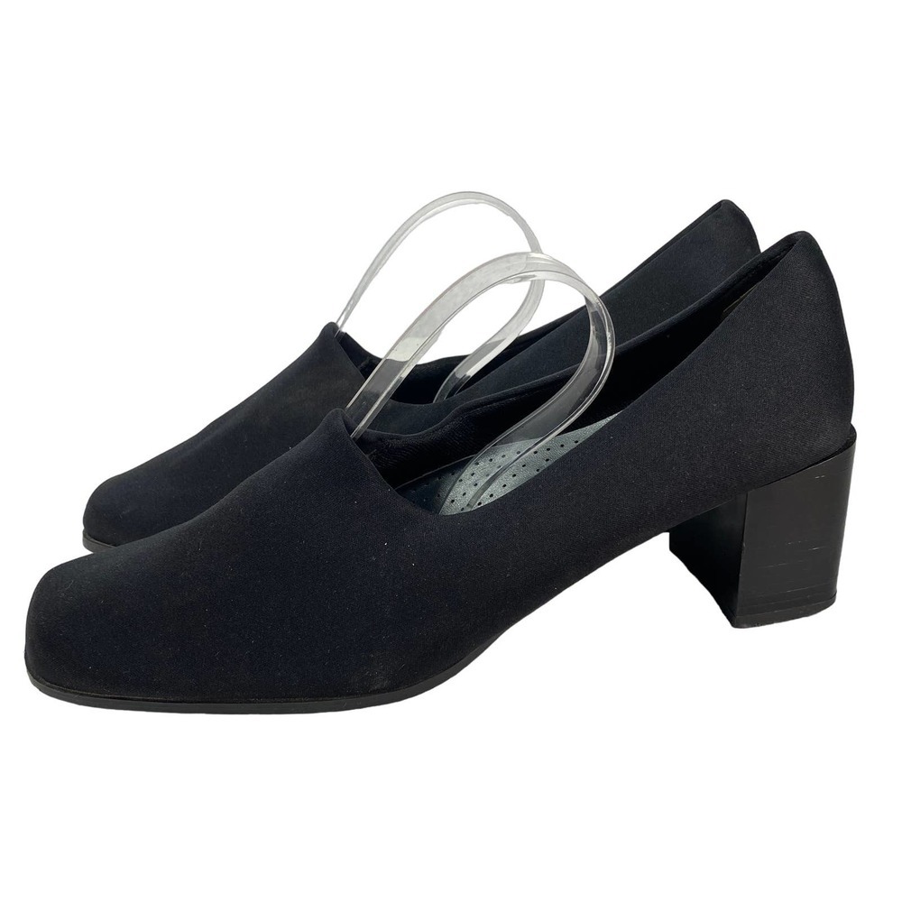 Vintage Highlights Women SZ 10 Black Block Heel Classic Pump Y2K 1990's Platform